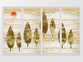 金色创意小树移门