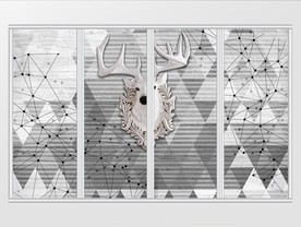 现代简浮雕麋鹿抽象几何背景移门