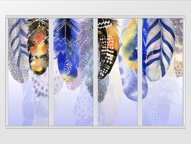 现代简约手绘七彩羽毛移门