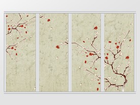 中式喜上梅梢简约梅花移门