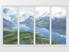 大气中式山水风景移门