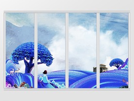 手绘山水情移门