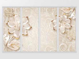 3d粉色立体珠宝花朵唯美花移门