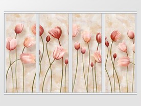 3d粉色郁金香大理石纹路移门