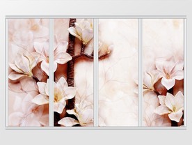 立体唯美金蕊桃花珠宝移门