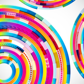 炫彩质感圆形不规则图形商业海报