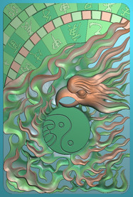 道教浴火凤凰玉雕挂件精雕图浮雕