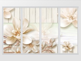 立体素雅花朵移门