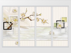 现代简约立体花枝移门