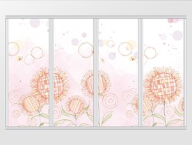 简约手绘向日葵移门