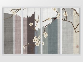 新中式禅意意境花枝移门