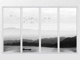 新中式简约大气禅意山水移门