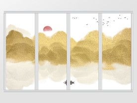 新中式金箔意境山水移门