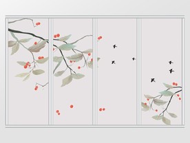 新中式樱桃禅意移门