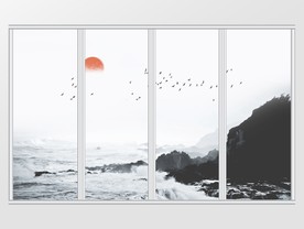 中式大气禅意山水移门