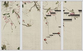 新中式古韵花枝古镇小楼写意移门