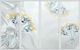 3d简约珠宝百合移门