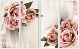 现代简约珍珠粉色玫瑰移门