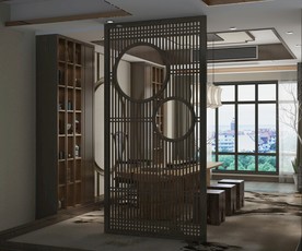 新中式 客厅 屏风 沙发 背景