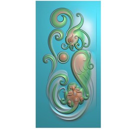 仿古龙凤玉雕挂件精雕图浮雕灰度