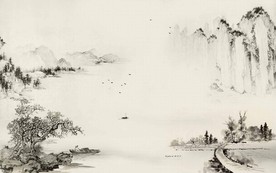 大型山水画背景壁纸