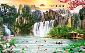 流水生财客厅山水