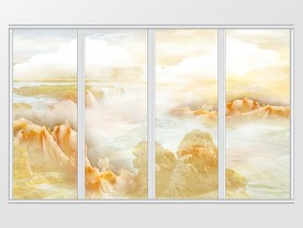 大理石纹风景移门