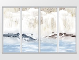 大理石纹风景移门