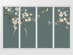 手绘中式花鸟移门