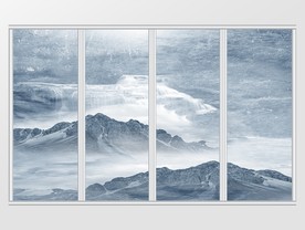 新中式大理石纹风景移门