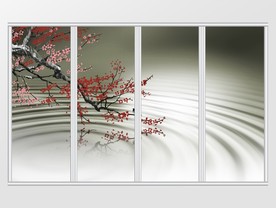 中式手绘梅花移门