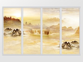 大理石纹风景移门