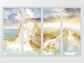 大理石纹风景移门