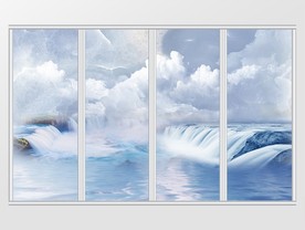 大理石纹风景移门