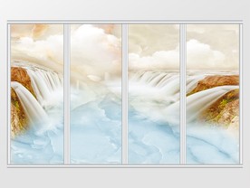 大理石纹风景移门