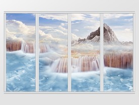 大理石纹风景移门