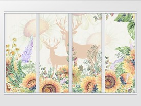 现代水彩手绘移门