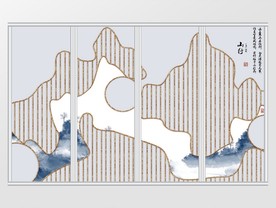 新中式几何山水移门