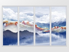 大理石纹风景移门