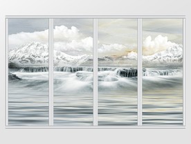 大理石纹山水风景移门