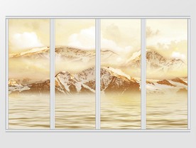 大理石纹山水风景移门