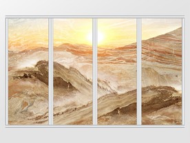 大理石纹山水风景移门