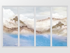 大理石纹山水风景移门
