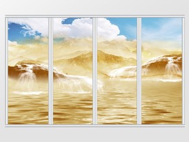 大理石纹山水风景移门