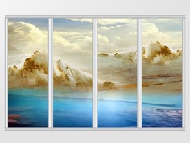 大理石纹山水风景移门