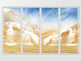 大理石纹山水风景移门