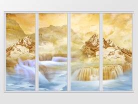 大理石纹山水移门