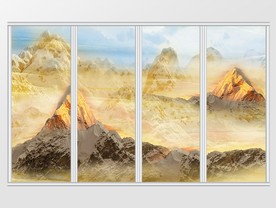 大理石纹远山蓝天移门