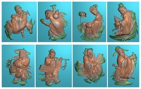 单个石雕八仙人物挂件精雕图浮雕