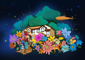 地产手绘别墅插画